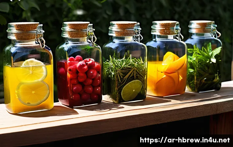 홈메이드 리큐어 제조 - **Prompt 1: Artisanal Citrus & Herb Liqueur Preparation**
    "A close-up, medium shot of a person's...
