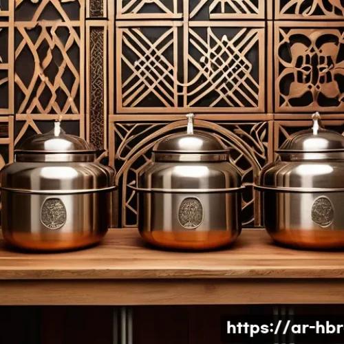 홈메이드 밀맥주 브루잉 - A traditional home brewing setup in an Arab-style kitchen, featuring a 5-liter stainless steel ferme...